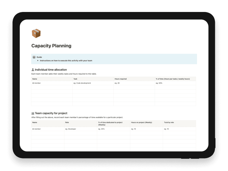 Capacity Planning Notion Startup Template