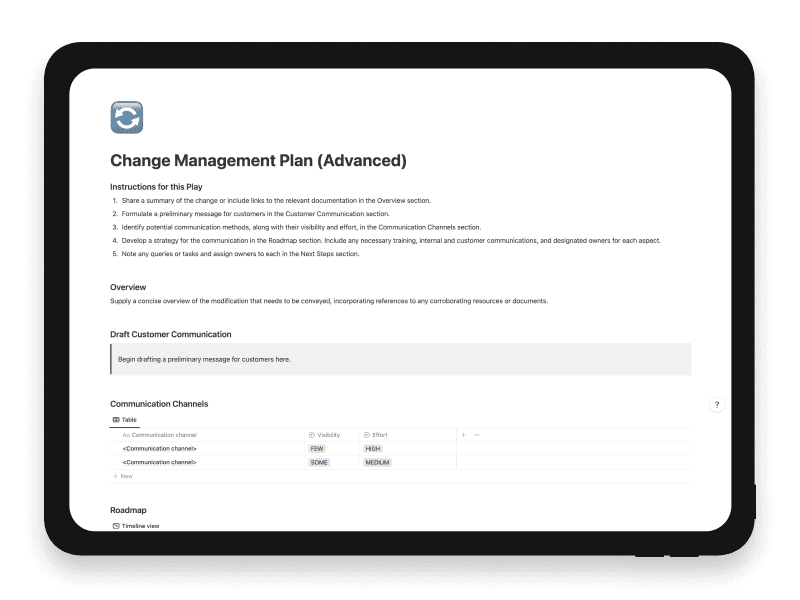 Change Management Plan (Advanced) Notion Startup Template