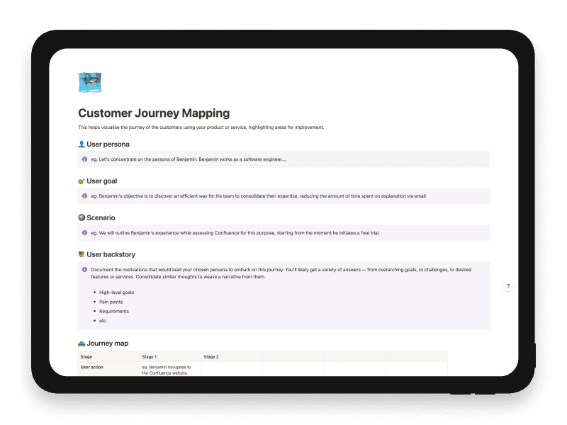 Customer Journey Mapping Notion Startup Template