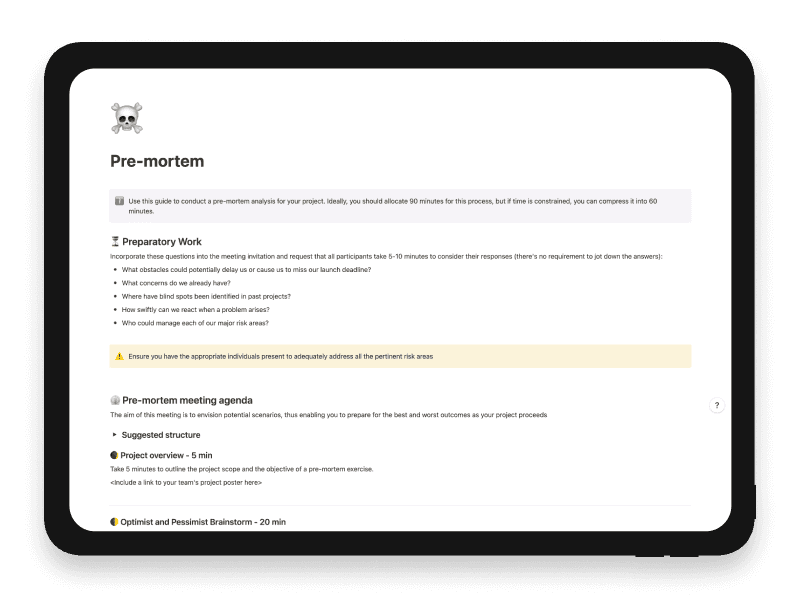 Pre-mortem Notion Template