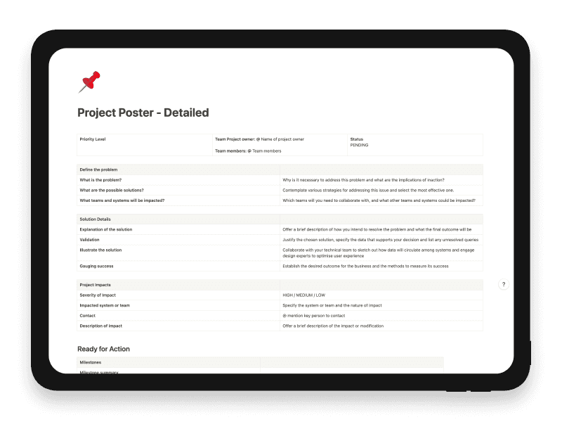 Project Poster - Detailed Notion Template