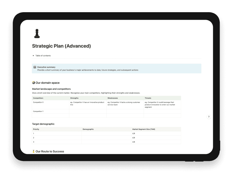 Strategic Plan (Advanced) Notion Startup Template